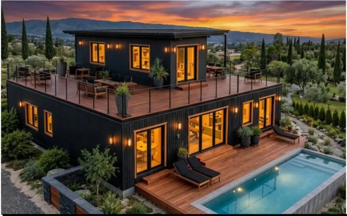 Residência em contêiner de dois pavimentos com terraço